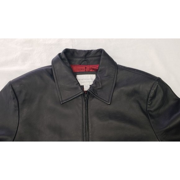 Worthington Leather Zip-up Jacket ~ Black ~ Size L (Large) - Picture 4 of 11